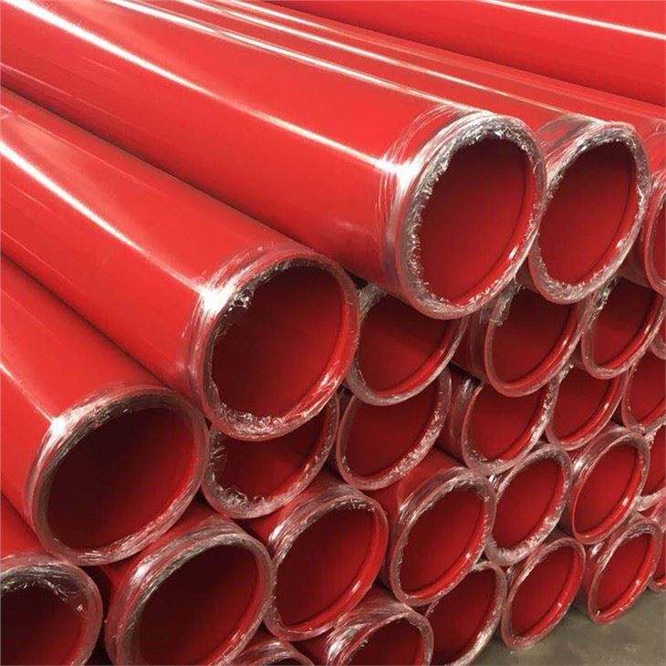 Tub d'acer de pintura vermella ASTM A795 amb extrems acanalats